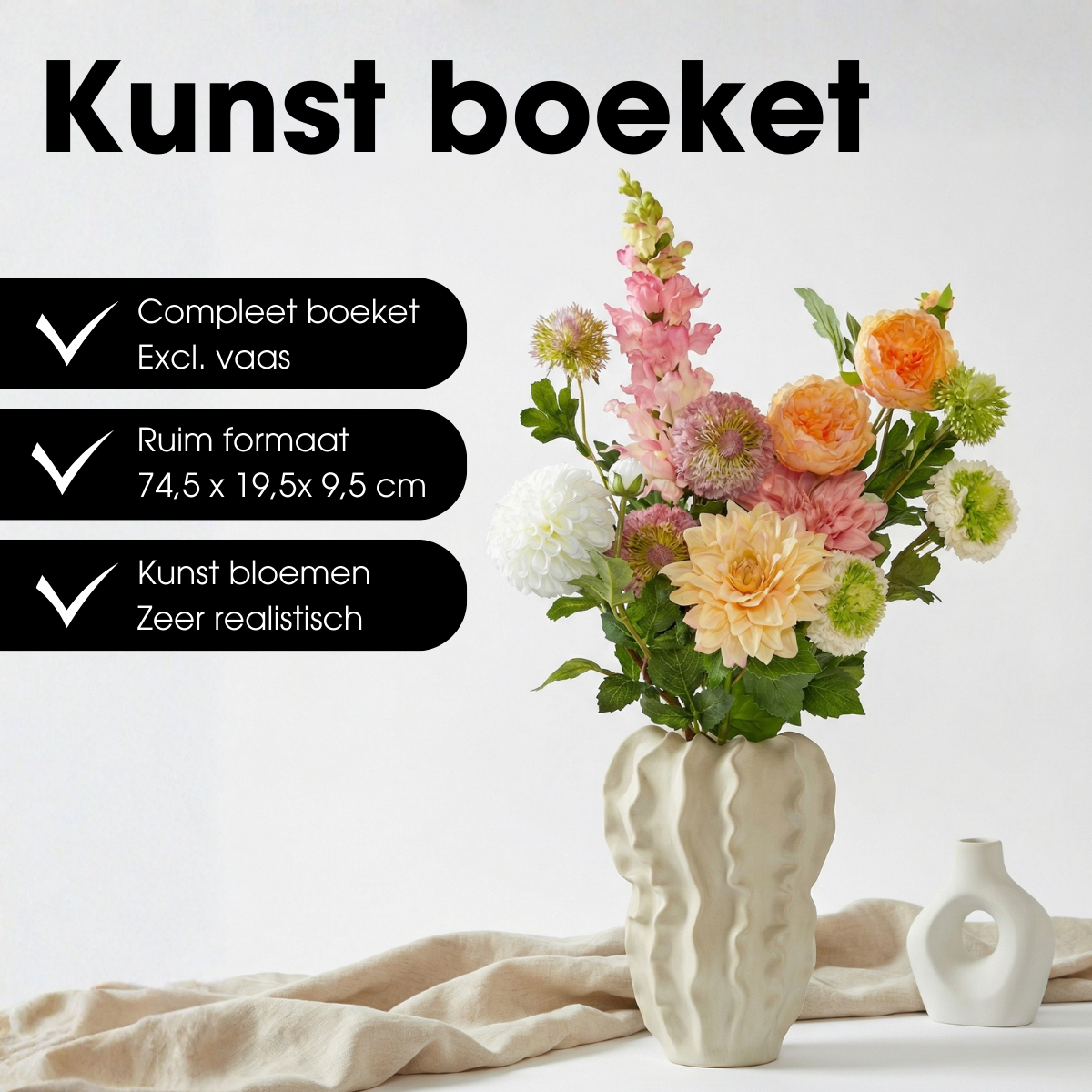 Kunstboeket Jean meerkleurig, 74,5 cm