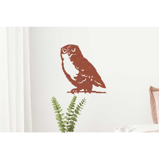 Wanddecoratie uil roestkleur metaal 50,9 cm