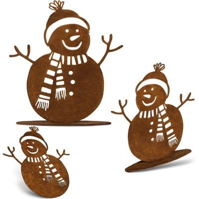 Sneeuwpop Norbert van roestmetaal, 10, 15 of 20 cm