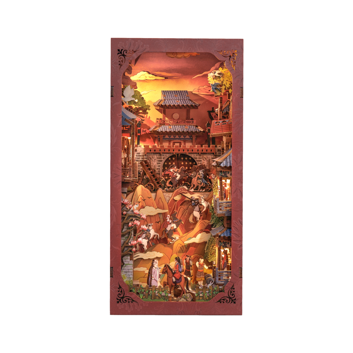 The Legend of Mulan book nook, 18 × 11 × 23 cm