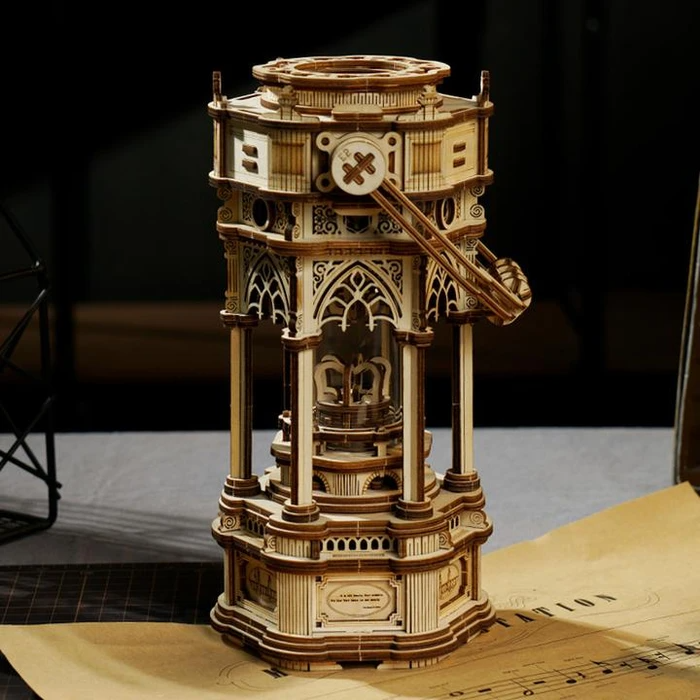 DIY 3D houten muziekdoos Victorian Lantern, 14 x 11,5 x 30 cm