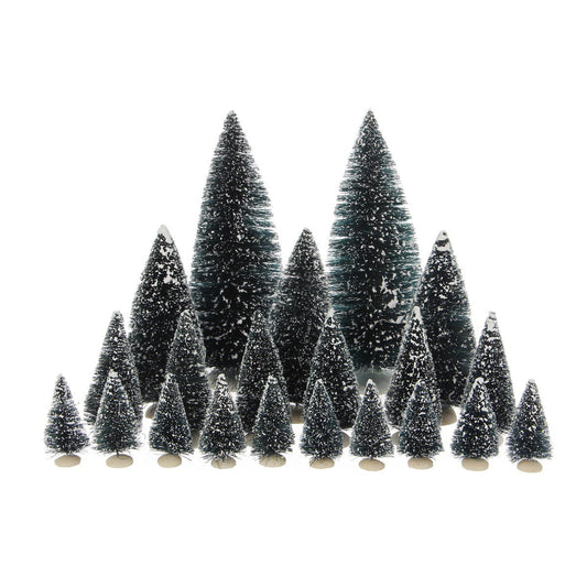 Kerstdorp dennenbomen set, 21 stuks, verschillende hoogtes