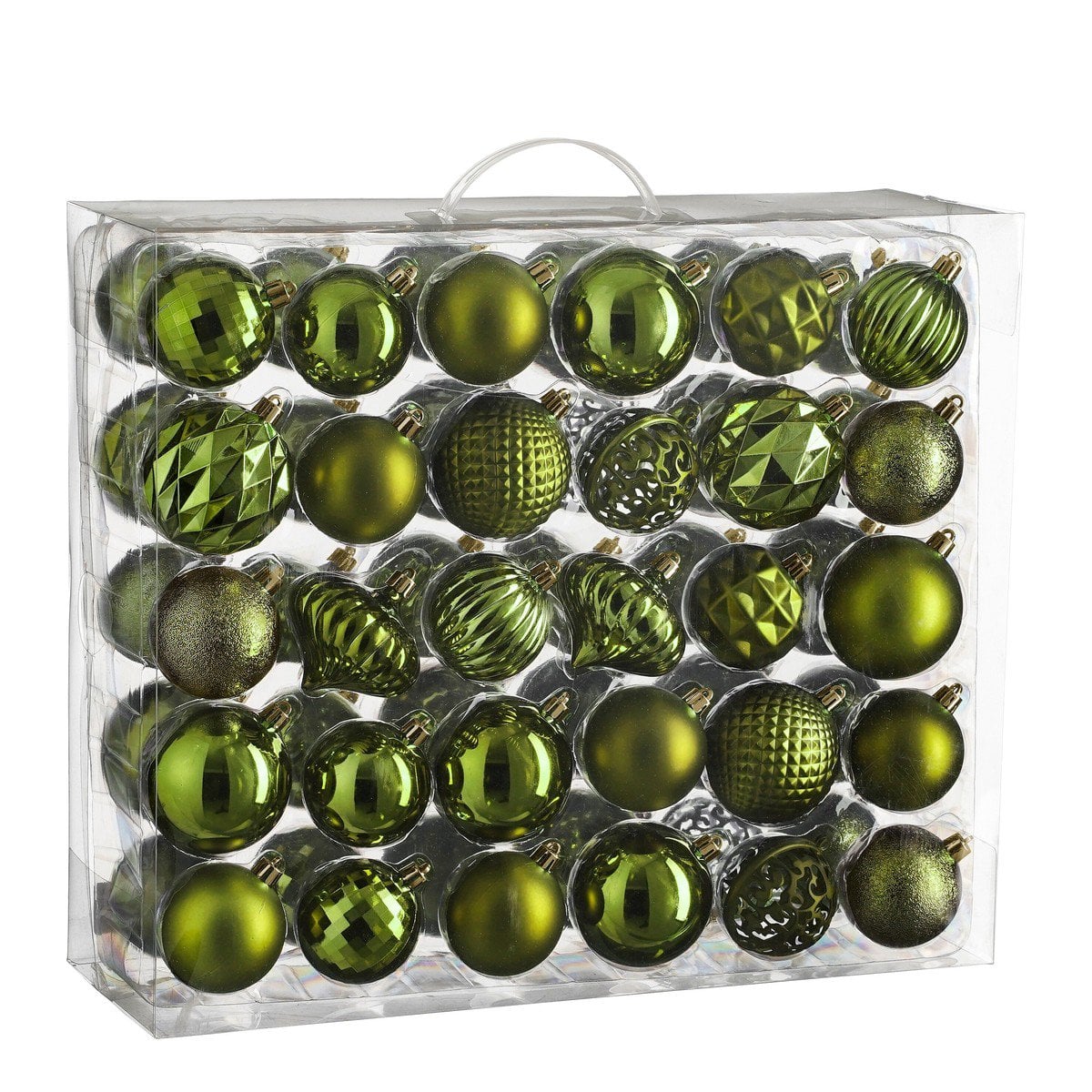 Donkergroene kerstballen set, onbreekbaar, 60 stuks Ø 7 cm
