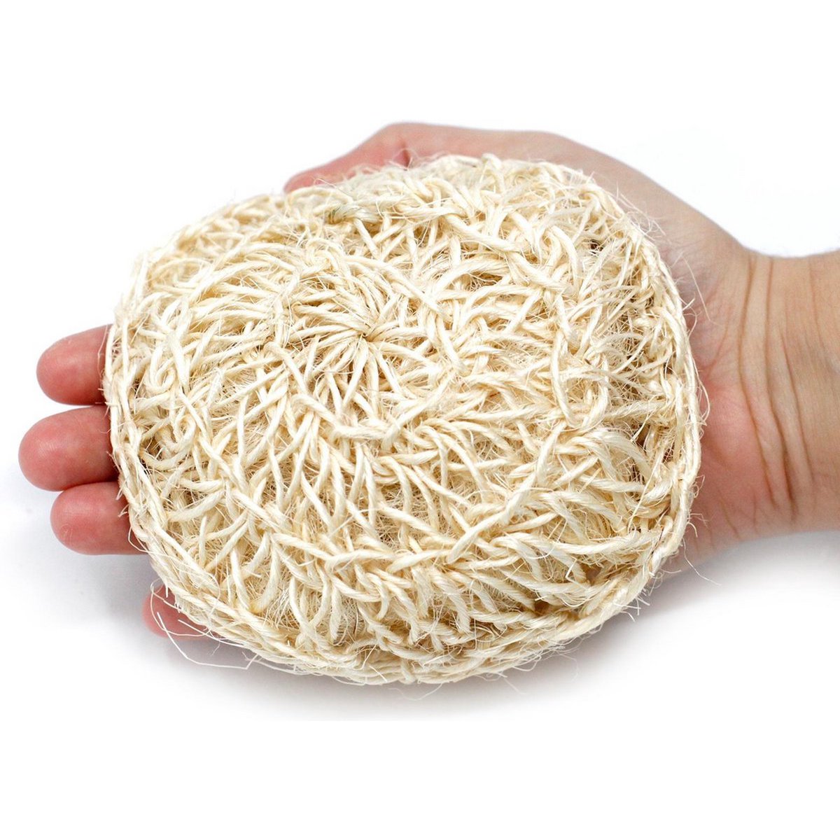 Natuurlijke sisal badspons, 12 x 12 x 3,5 cm