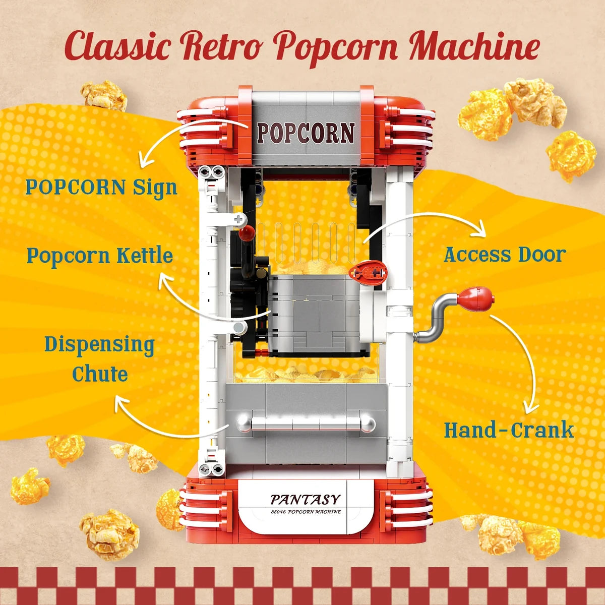 Pantasy 3D bouwblokjes, Popcorn Machine, 21,5 x 16 x 27,5 cm