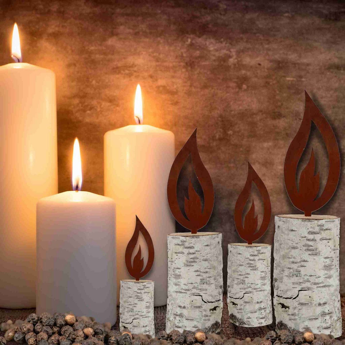 Edelrost Vlam Decoratie – Metaal – 5 Maten – Tuin- en Kerstdecoratie