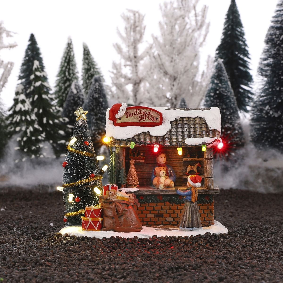 Kerstdorp cadeaukraam met verlichting, 13,5 × 8,5 × 11 cm