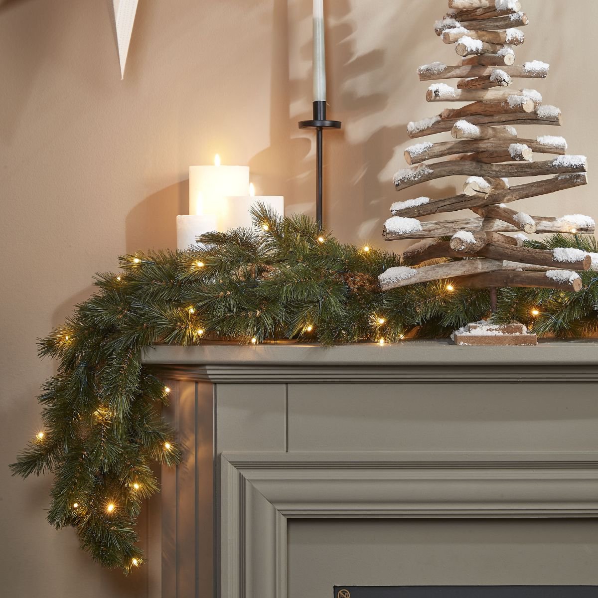 Guirlande Forest Frosted met LED-verlichting, 180 cm