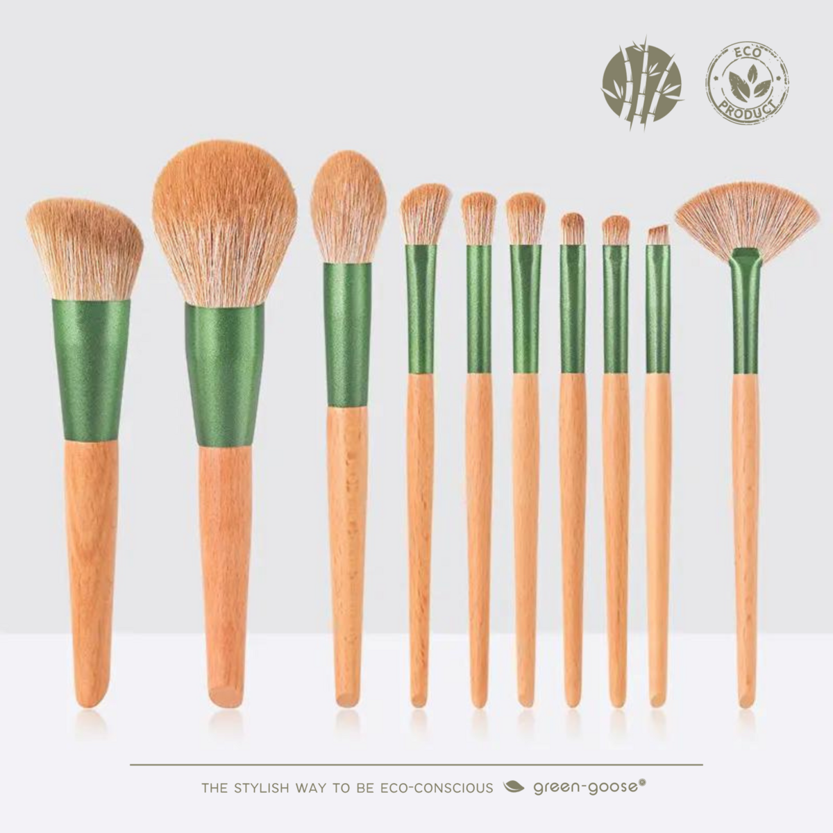 Make-up kwastenset, 10 stuks met suède opberghoes