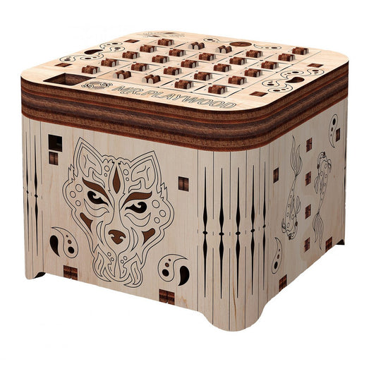 3D houten puzzel geheim doosje tiger 7,4 × 7,8 × 6,2 cm – 89 stukjes