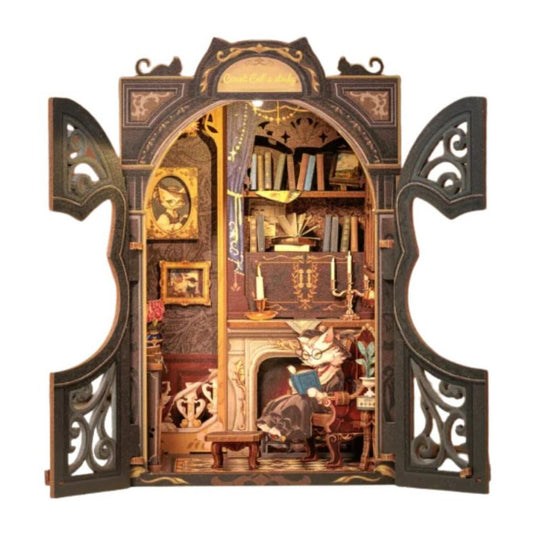 Count Cat's Study book nook, 11,8 × 10 × 17 cm