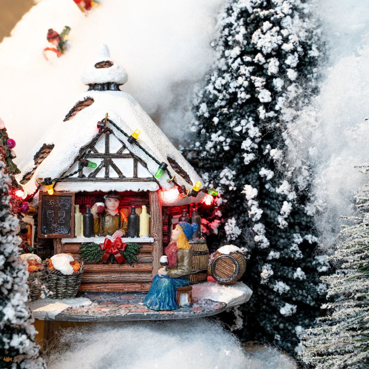 Kerstdorp besneeuwde dennenbomen set, 21 stuks, verschillende hoogtes