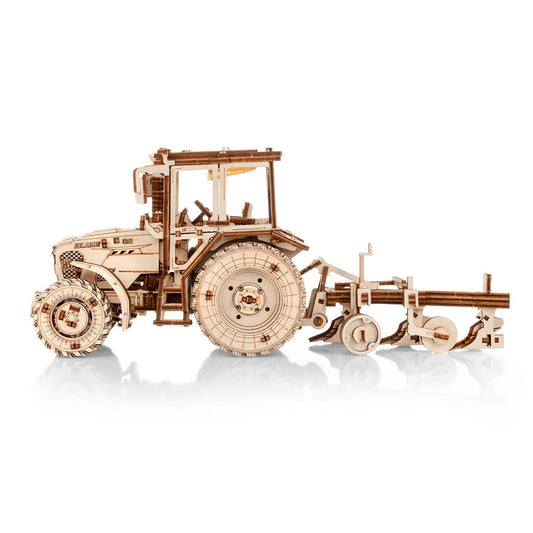 3D Mechanische Houten Puzzel Tractor Belarus 82.3 met Ploeg – 325 Stukjes