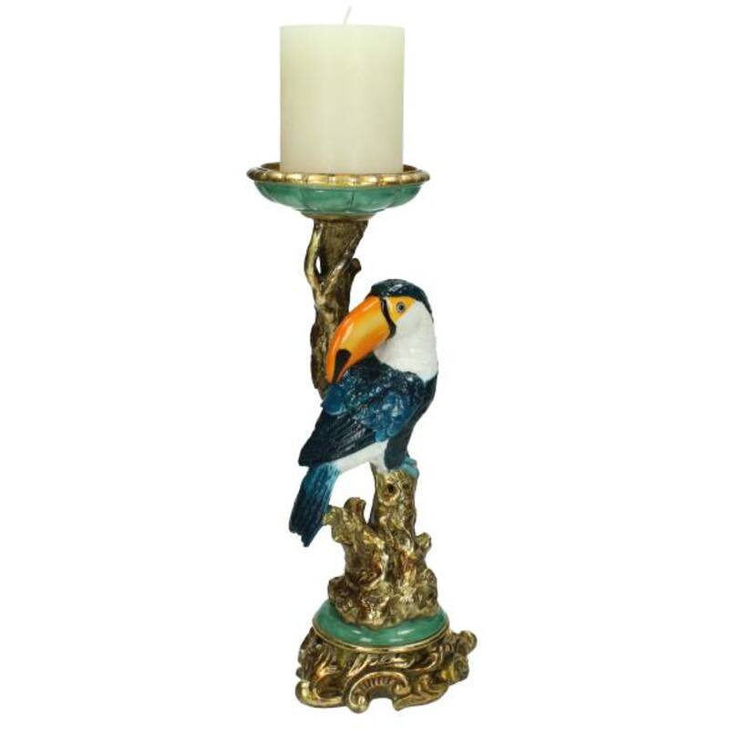 Toekan kaarsenhouder multicolor decoratief, 30 cm