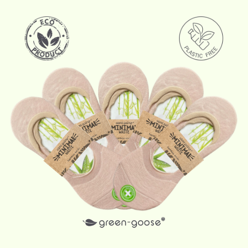Bamboe footies crème, 5 paar, 85% bamboe