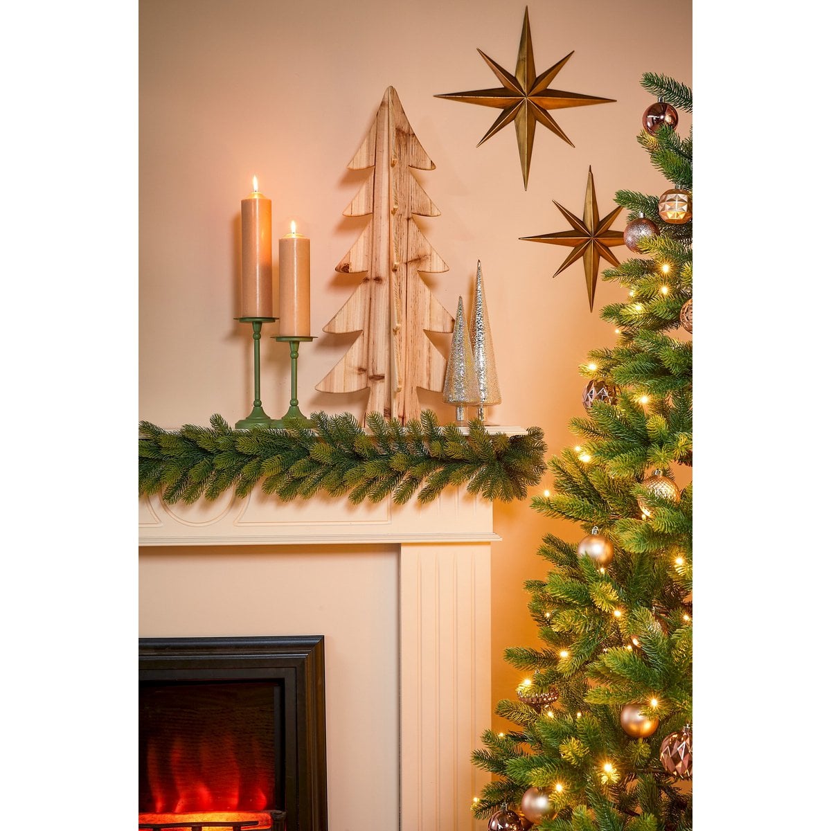 Houten kerstboom naturel, 78 cm hoog
