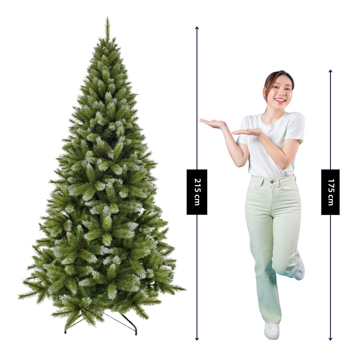 Pittsburgh kunstkerstboom met rijp-effect, 215 cm, Ø 117 cm