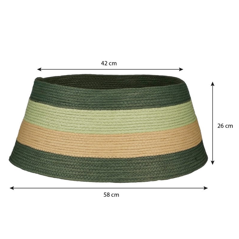 Kerstboomrok met groene strepen, H26 × Ø58 cm