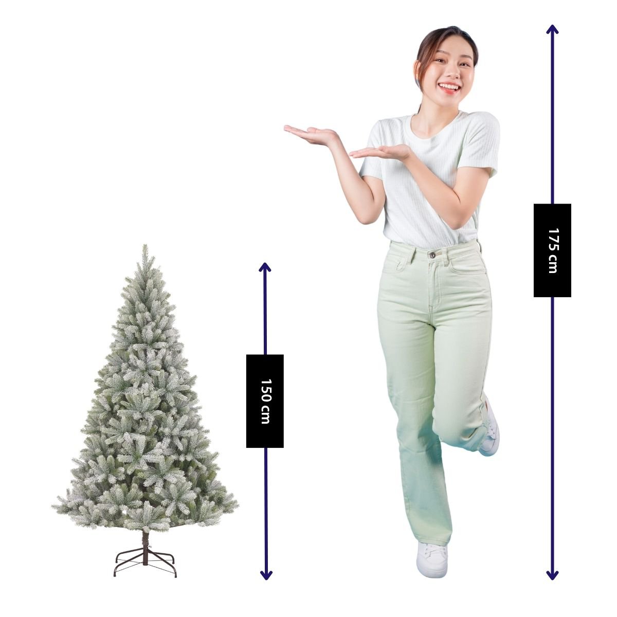 Nagoya kunstkerstboom, licht besneeuwd, 150 cm, Ø91 cm