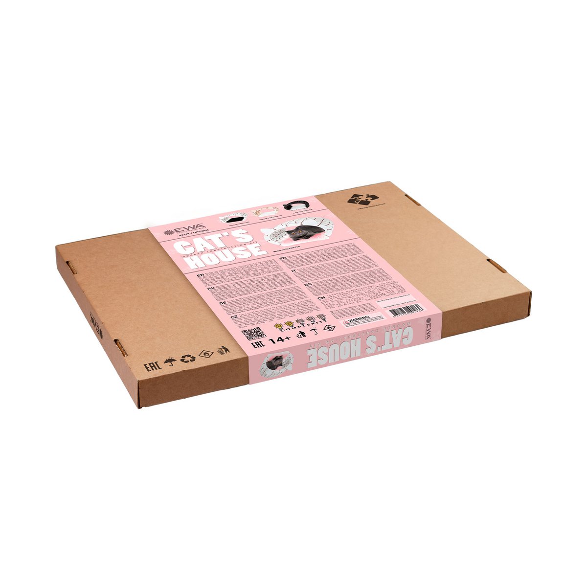 Houten huisje voor katten, 3D bouwpakket