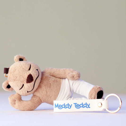 Pluchen Meddy Teddy sleutelhanger wit 19 cm
