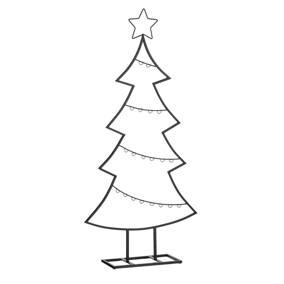 Zwarte decoratieve kerstboom met 3 niveaus, 50 × 15 × 105 cm