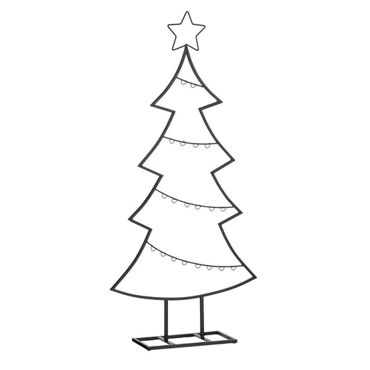 Zwarte decoratieve kerstboom met 3 niveaus, 50 × 15 × 105 cm