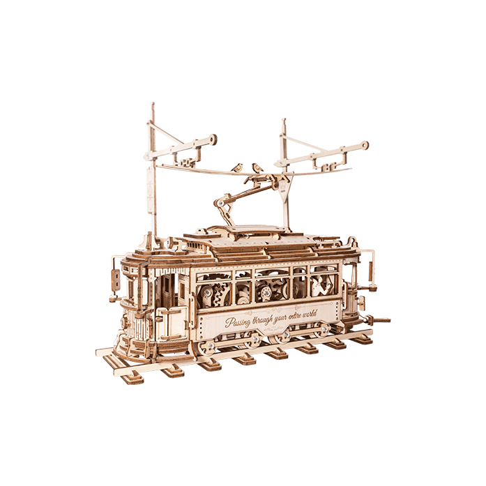 3D mechanische houten puzzel classic city tram 24,7 x 16,5 x 28,7 cm