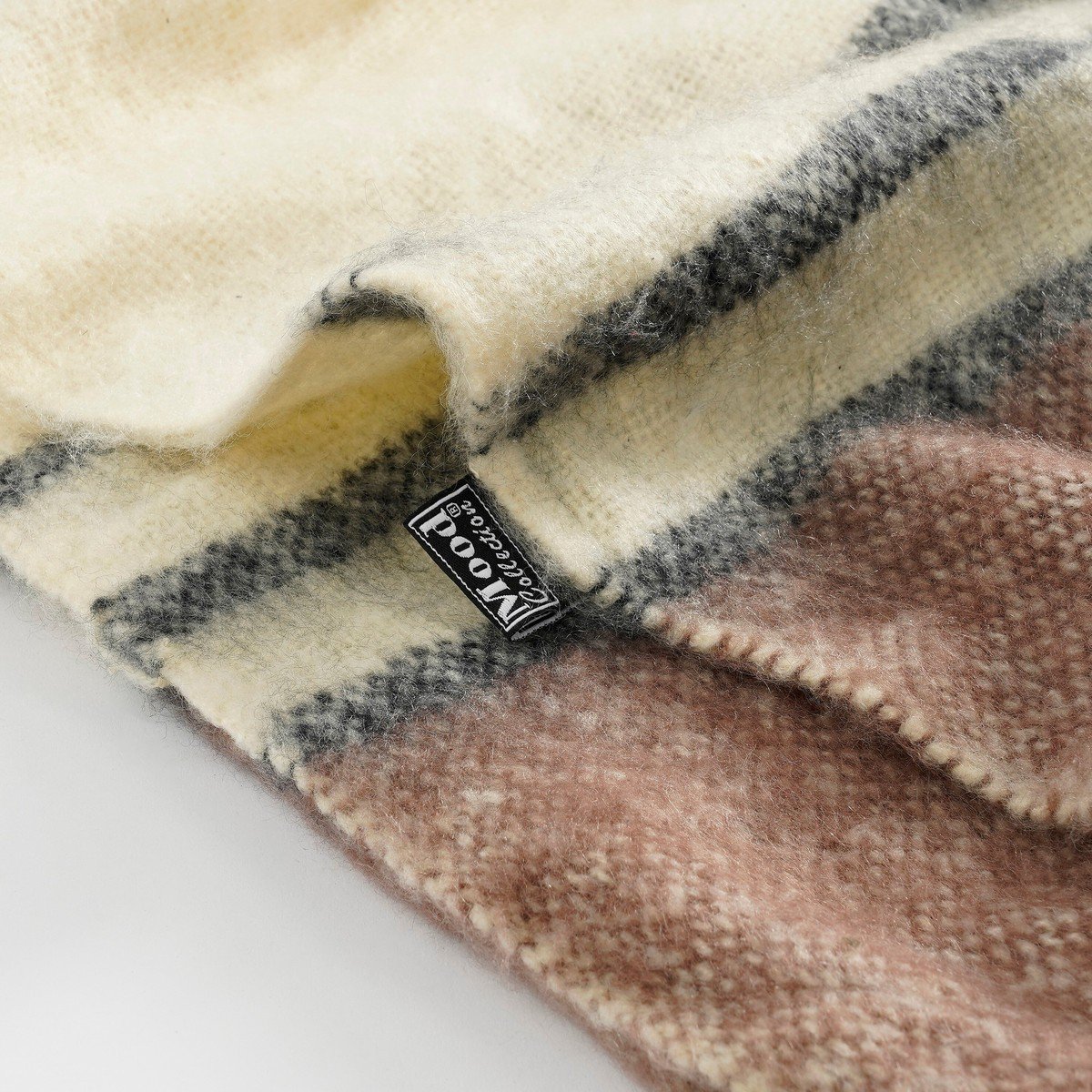 Plaid met strepen en franjes, beige, 130 × 180 cm