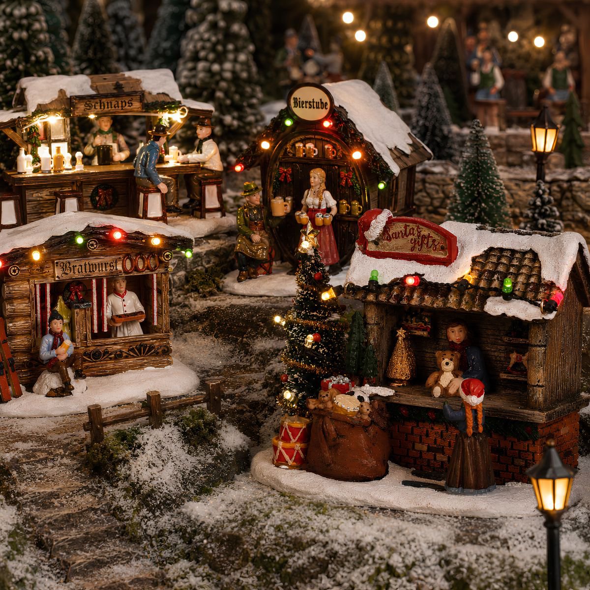Kerstdorp cadeaukraam met verlichting, 13,5 × 8,5 × 11 cm