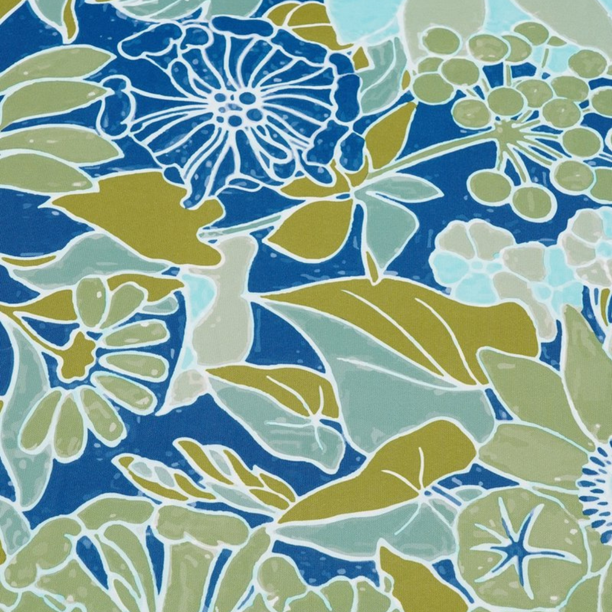 Blauwe parasol met bloemenprint en franjes Ø220 cm