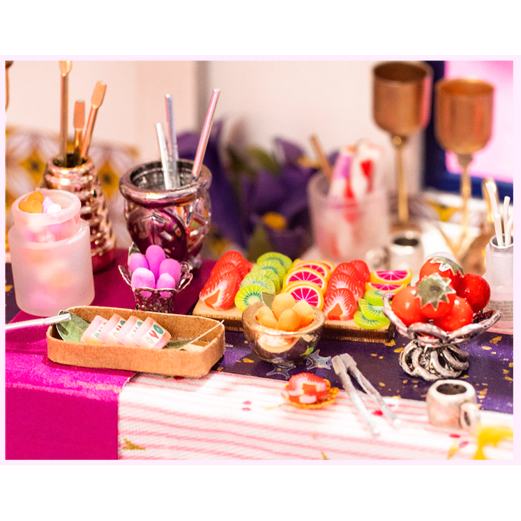 DIY miniatuur feestkamer, 30 x 15 x 16,5 cm