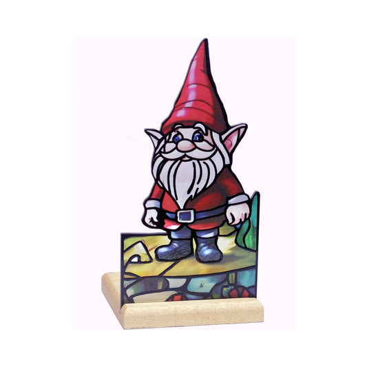 Art Light Gnome waxinelichthouder met houten basis 25001GM