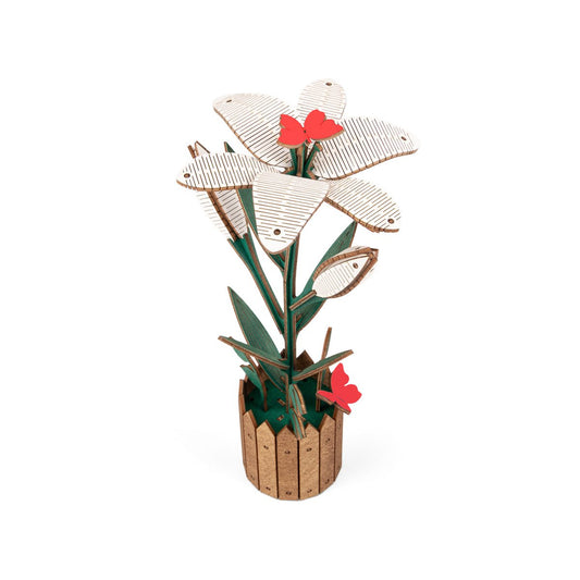 3D houten bouwpakket lelie bloem 12,6 × 9 × 22,4 cm – 70 stukjes