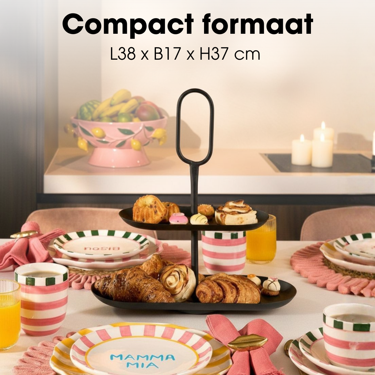 Mica Decorations Rama Etagère – 2-laags Zwart Metaal