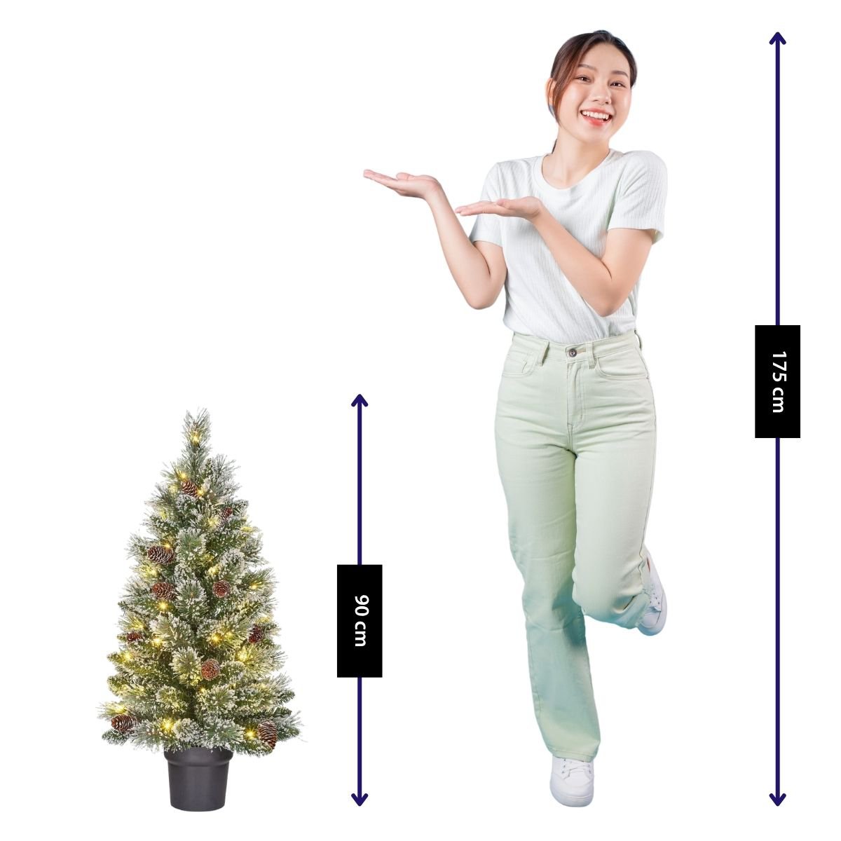 Vandans kunstkerstboom met rijp-effect en LED, 90 cm, Ø 48 cm