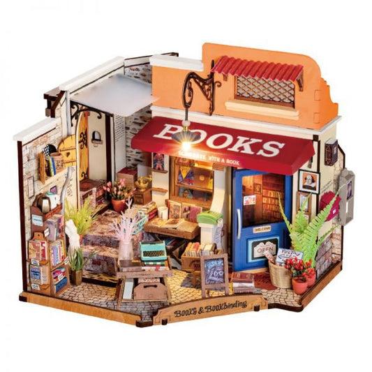 DIY huisje Corner Bookstore met LED verlichting, 25 cm