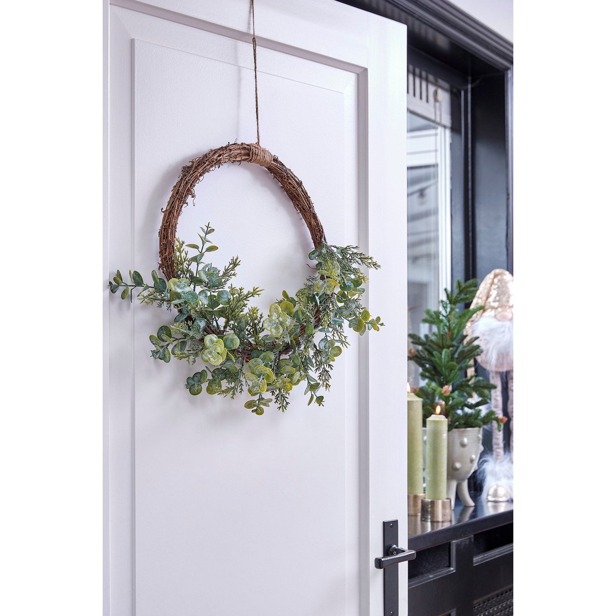 Kerstkrans met groene takjes, 45 cm