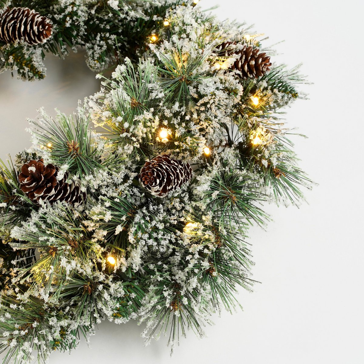 Vandans besneeuwde kerstkrans met verlichting, Ø 60 cm