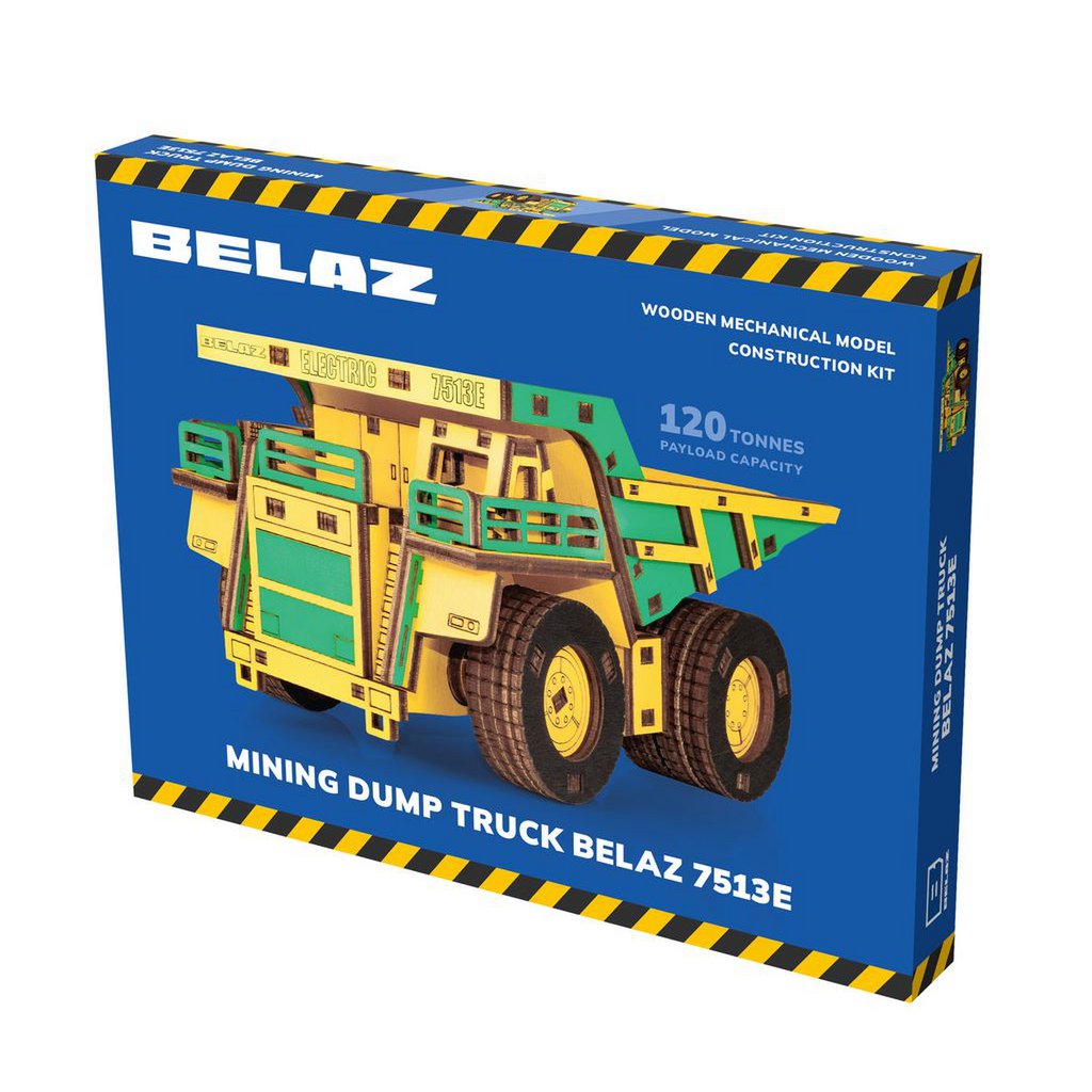 Mining Dump Truck Belaz-7513E houten 3D puzzel, 17 × 9 × 10 cm