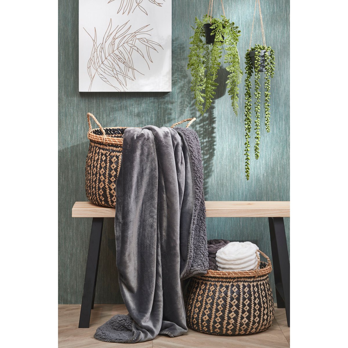 Mica Decorations Mardy Plaid – Fleece Antraciet (150 x 200 cm)