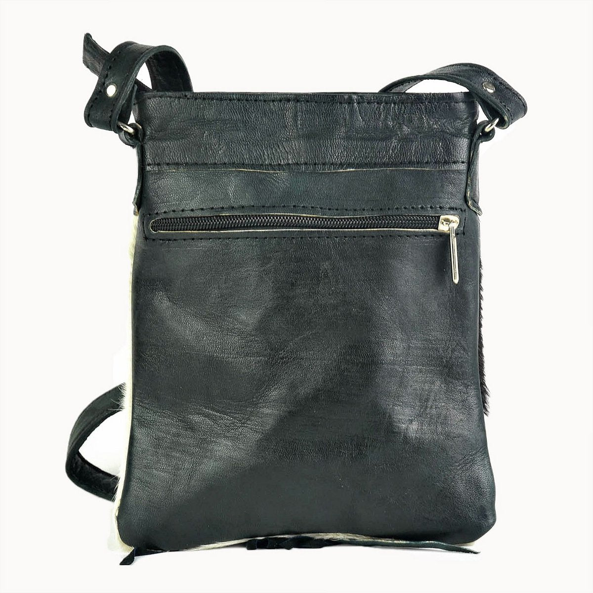 Farin leren heuptas en crossbodytas met koeienhuid, 15 × 3 × 20 cm