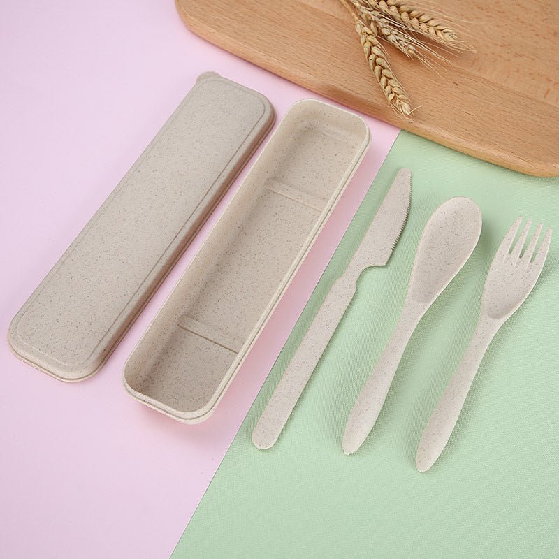 Bioplastic bestekset van tarwevezels met bewaardoos, 12-delig