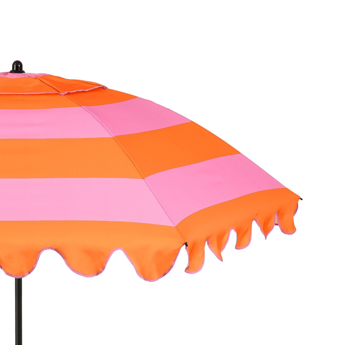 Oranje-roze gestreepte parasol met ruches Ø197 cm