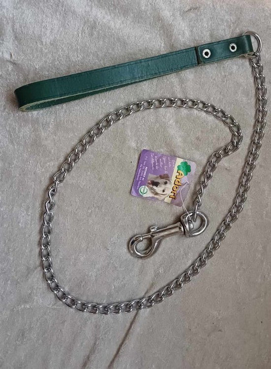 Kettinglijn voor de hond, groen, 12 mm breed, 100 cm lang