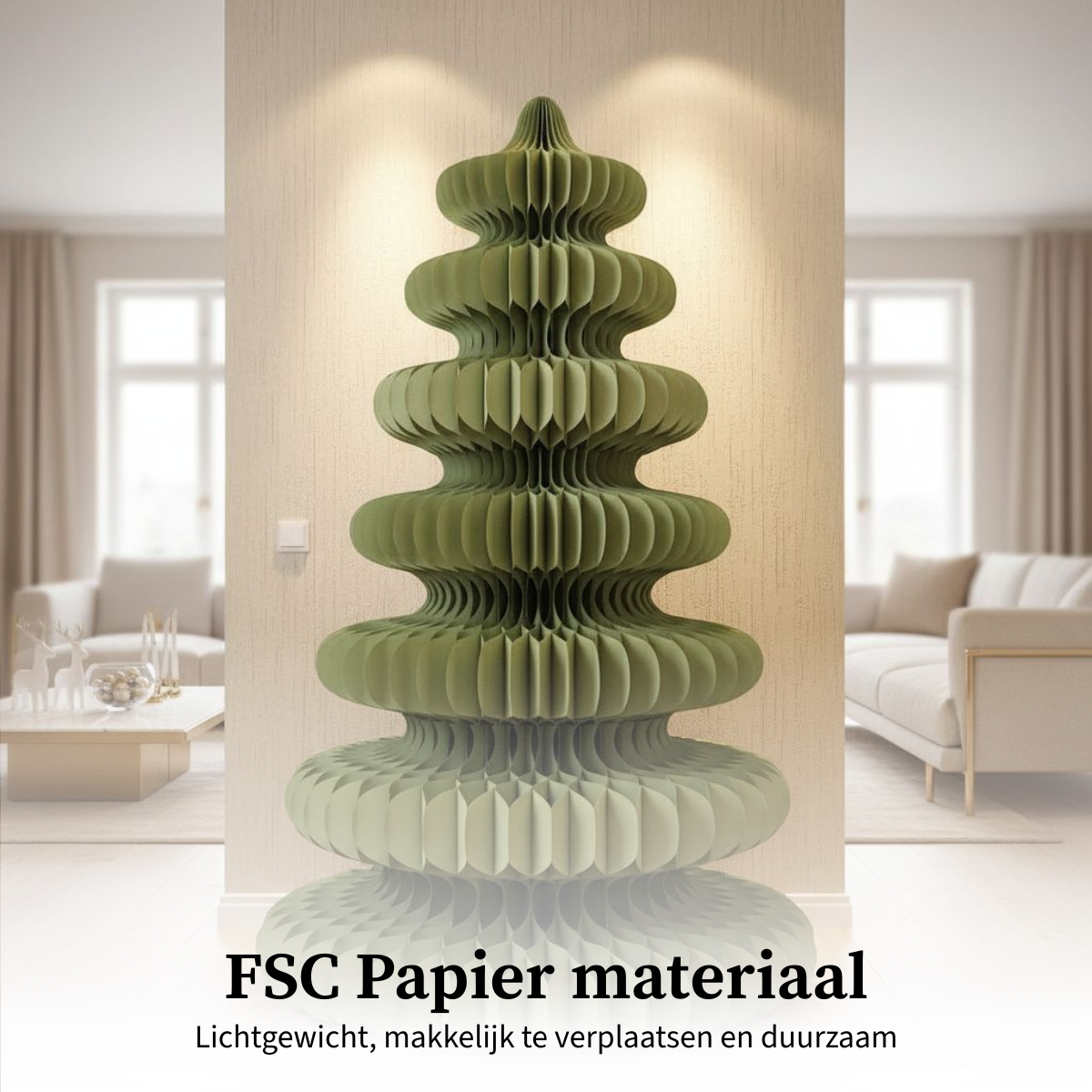 Decoratieve kerstboom papier, groen, Ø 148 × 212 cm