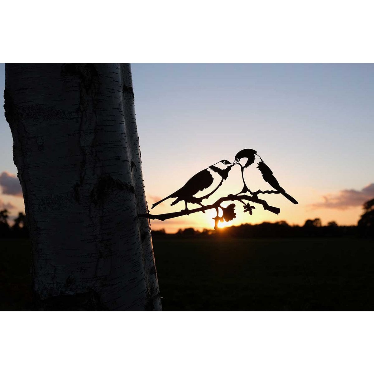 Roest metalen mees paartje wanddecoratie lucky birds