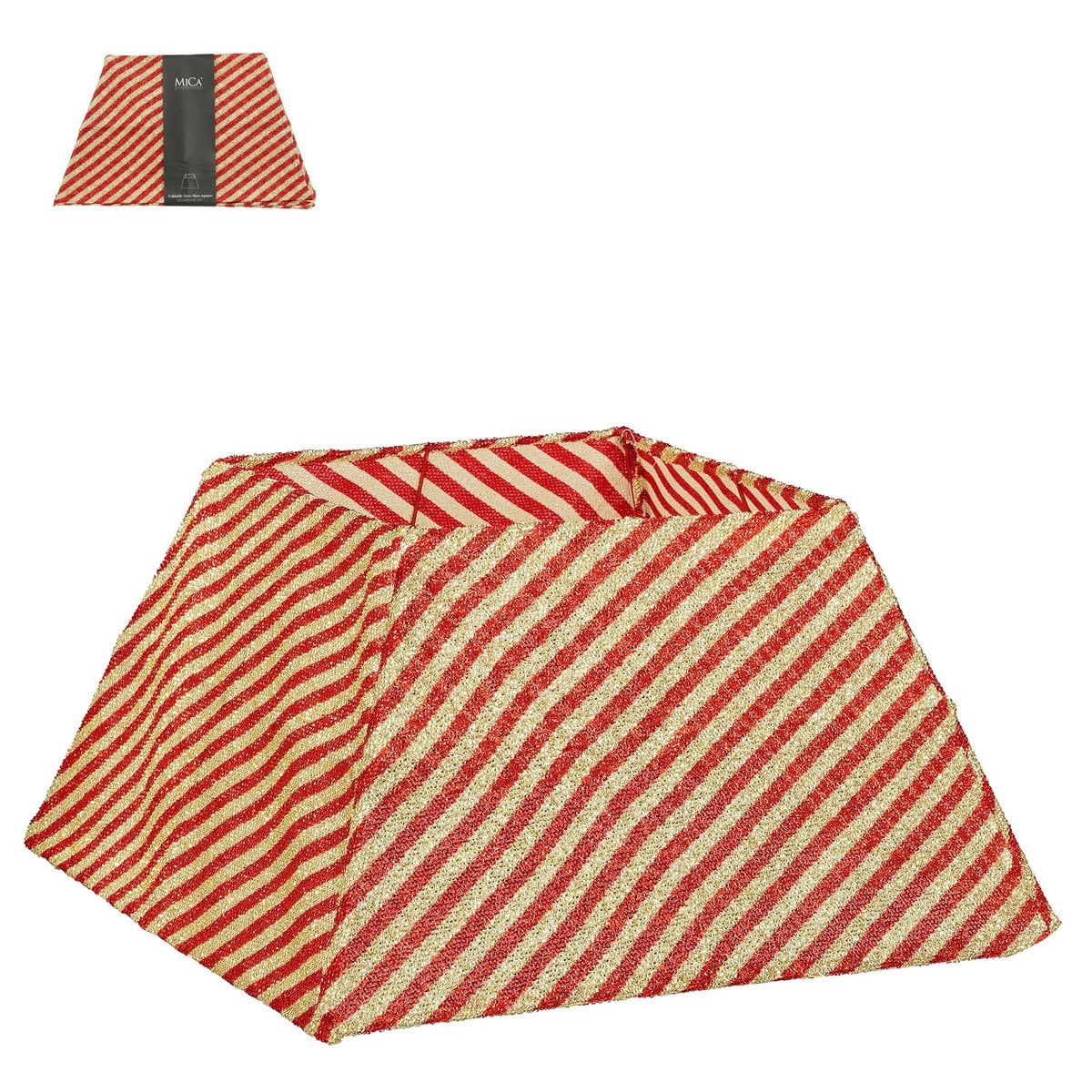 Rood-goudkleurige kerstboomrok met strepen, 50 × 50 × 30 cm