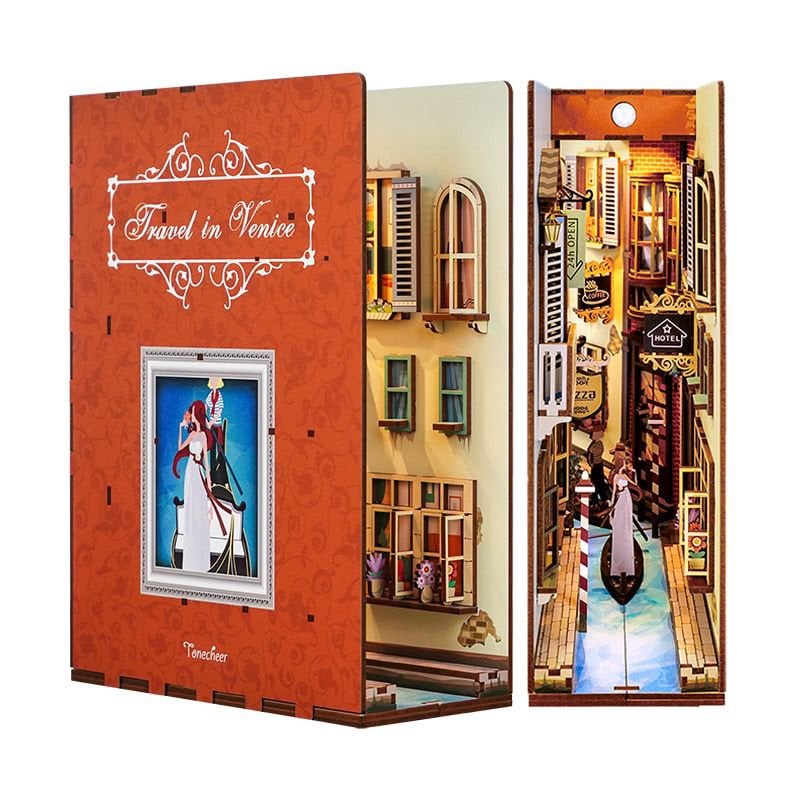DIY book nook travel in venice bookend, 24,5 cm