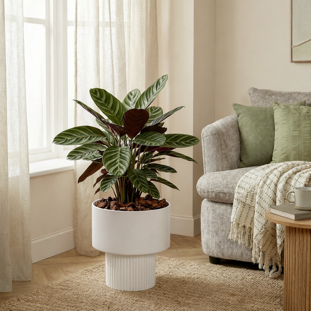 Lux bloempot, ijzer, off-white, Ø 31,5 × 33 cm